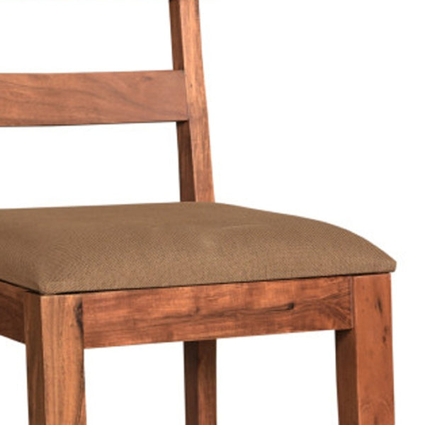 Homeroots Set Of Two Stylish Brown Upholstered Dining Side Chairs With Slat Back For Any Room Decor   522055