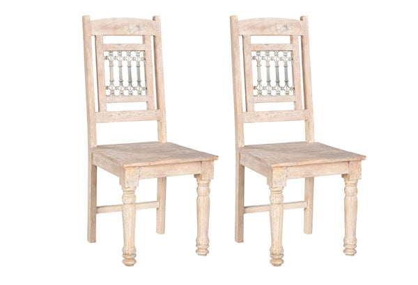 HomeRoots Set of Two Vintage-Style White Wood Slat Back Dining Chairs for Farmhouse Charm and Comfort 522056