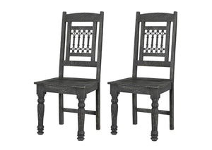 Homeroots Set Of Two Black Wood Slat Back Dining Chairs - Stylish, Comfortable, And Versatile For Any Space   522057