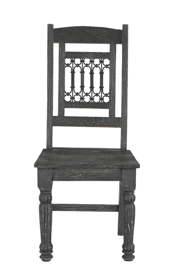 Homeroots Set Of Two Black Wood Slat Back Dining Chairs - Stylish, Comfortable, And Versatile For Any Space   522057
