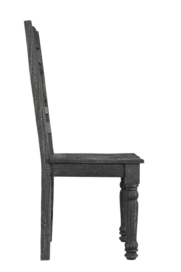 Homeroots Set Of Two Black Wood Slat Back Dining Chairs - Stylish, Comfortable, And Versatile For Any Space   522057