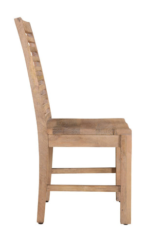 HomeRoots Set of Two Rustic Brown Solid Wood Ladder Back Chairs - Stylish Dining or Accent Seating 522058