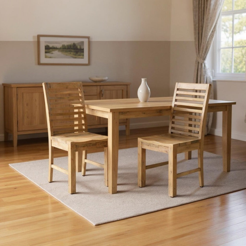 HomeRoots Set of Two Rustic Brown Solid Wood Ladder Back Chairs - Stylish Dining or Accent Seating 522058