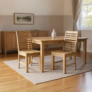 HomeRoots Set of Two Rustic Brown Solid Wood Ladder Back Chairs - Stylish Dining or Accent Seating 522058