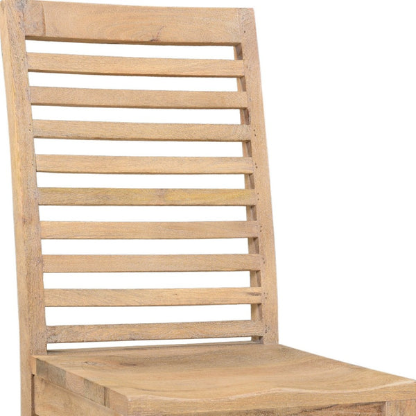 HomeRoots Set of Two Rustic Brown Solid Wood Ladder Back Chairs - Stylish Dining or Accent Seating 522058