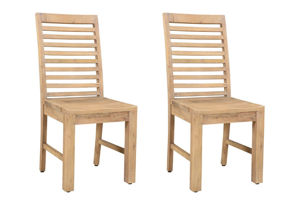 HomeRoots Set of Two Rustic Brown Solid Wood Ladder Back Chairs - Stylish Dining or Accent Seating 522058
