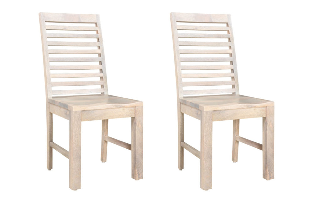 HomeRoots Set of Two Elegant White Wood Ladder Back Dining Chairs for Versatile and Comfortable Seating 522059