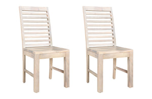 HomeRoots Set of Two Elegant White Wood Ladder Back Dining Chairs for Versatile and Comfortable Seating 522059