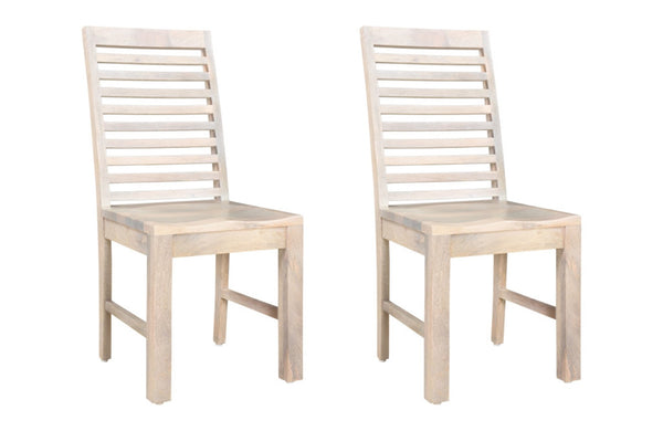 HomeRoots Set of Two Elegant White Wood Ladder Back Dining Chairs for Versatile and Comfortable Seating 522059