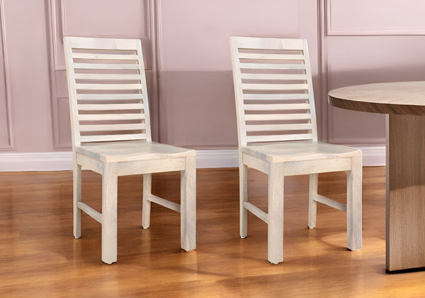 Homeroots Set Of Two White Wood Ladder Back Dining Chairs For Stylish Comfort And Versatile Home Seating   522059