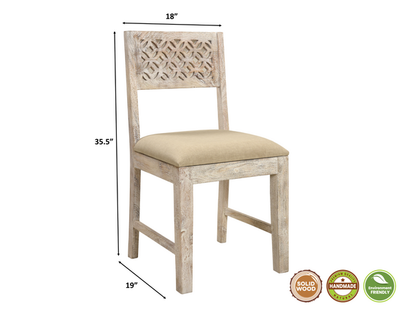 Homeroots Set Of Two Upholstered Slat Back Dining Chairs In Brown & White - Rustic Vintage Accent Style   522060