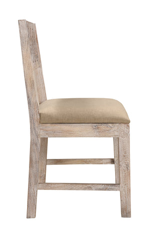 Homeroots Set Of Two Upholstered Slat Back Dining Chairs In Brown & White - Rustic Vintage Accent Style   522060