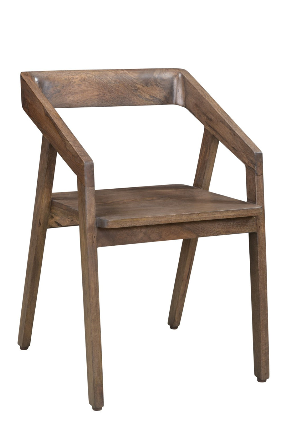 HomeRoots Dark Brown Solid Wood Open-Back Dining Arm Chair - Stylish Mid-Century Design for Versatile Comfort 522063