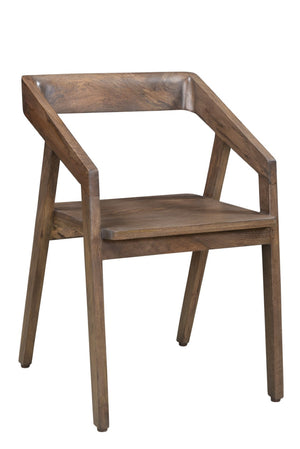 HomeRoots Dark Brown Solid Wood Open-Back Dining Arm Chair - Stylish Mid-Century Design for Versatile Comfort 522063
