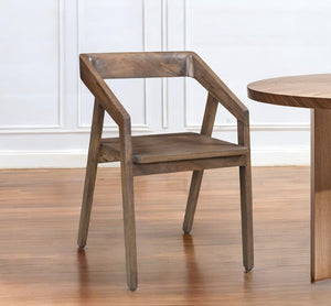 Homeroots Dark Brown Solid Wood Open Back Dining Arm Chair - Stylish Comfort For Modern Homes & Gatherings   522063