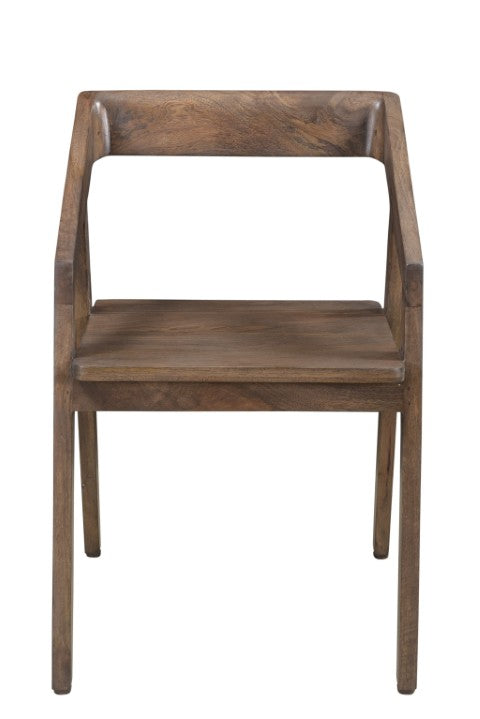 Homeroots Dark Brown Solid Wood Open Back Dining Arm Chair - Stylish Comfort For Modern Homes & Gatherings   522063