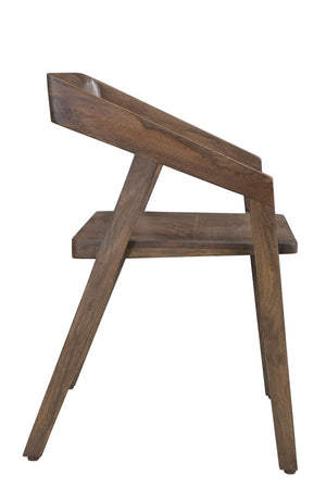 Homeroots Dark Brown Solid Wood Open Back Dining Arm Chair - Stylish Comfort For Modern Homes & Gatherings   522063