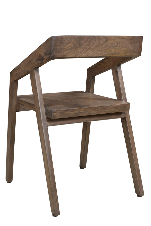 Homeroots Dark Brown Solid Wood Open Back Dining Arm Chair - Stylish Comfort For Modern Homes & Gatherings   522063