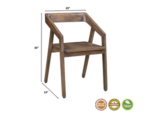 Homeroots Dark Brown Solid Wood Open Back Dining Arm Chair - Stylish Comfort For Modern Homes & Gatherings   522063