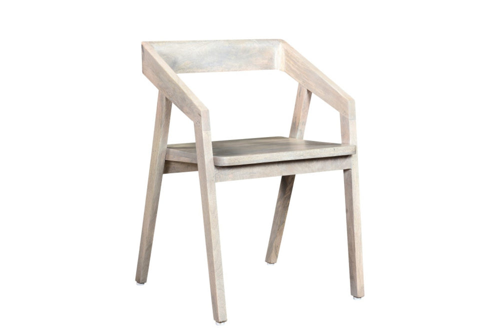 HomeRoots White Mid-Century Solid Wood Open Back Dining Arm Chair – Elegant, Handcrafted Comfort for Any Space 522065