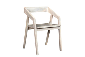 HomeRoots White Mid-Century Solid Wood Open Back Dining Arm Chair – Elegant, Handcrafted Comfort for Any Space 522065