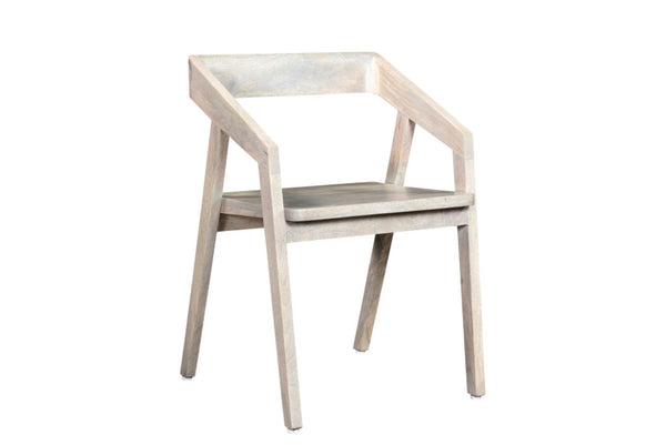 HomeRoots White Mid-Century Solid Wood Open Back Dining Arm Chair – Elegant, Handcrafted Comfort for Any Space 522065