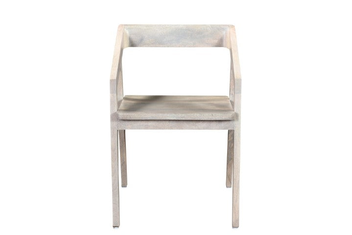 Homeroots White Solid Wood Open Back Dining Arm Chair - Stylish Mid-century Design For Any Room's Comfort   522065