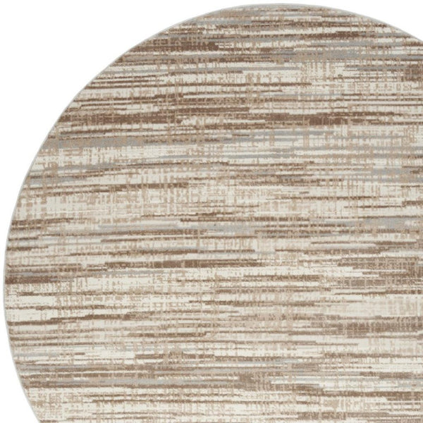 HomeRoots 6' Brown Abstract Power Loom Area Rug - Elegant Contemporary Design for Living Spaces & Home Offices 8' Round Round 522067