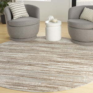 HomeRoots 6' Brown Abstract Power Loom Area Rug - Elegant Contemporary Design for Living Spaces & Home Offices 8' Round Round 522067