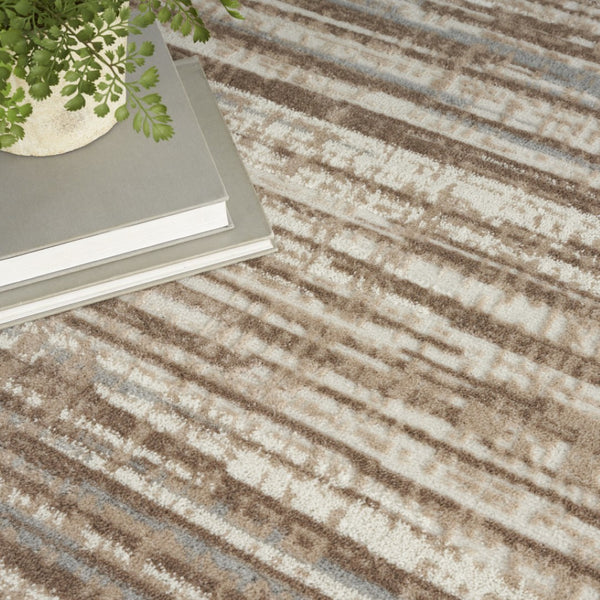 HomeRoots 6' Brown Abstract Power Loom Area Rug - Elegant Contemporary Design for Living Spaces & Home Offices 8' Round Round 522067