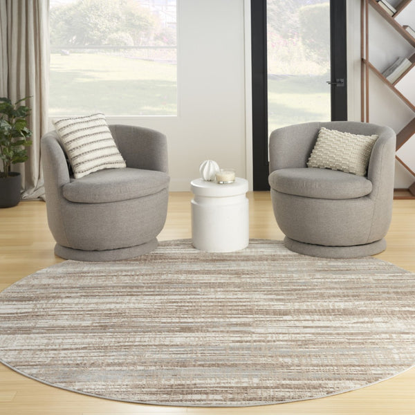 HomeRoots 6' Brown Abstract Power Loom Area Rug - Elegant Contemporary Design for Living Spaces & Home Offices 8' Round Round 522067