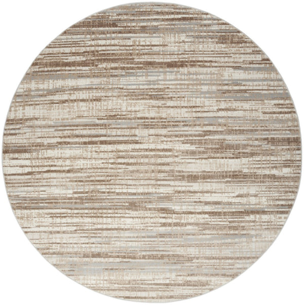 HomeRoots 6' Brown Abstract Power Loom Area Rug - Elegant Contemporary Design for Living Spaces & Home Offices 8' Round Round 522067