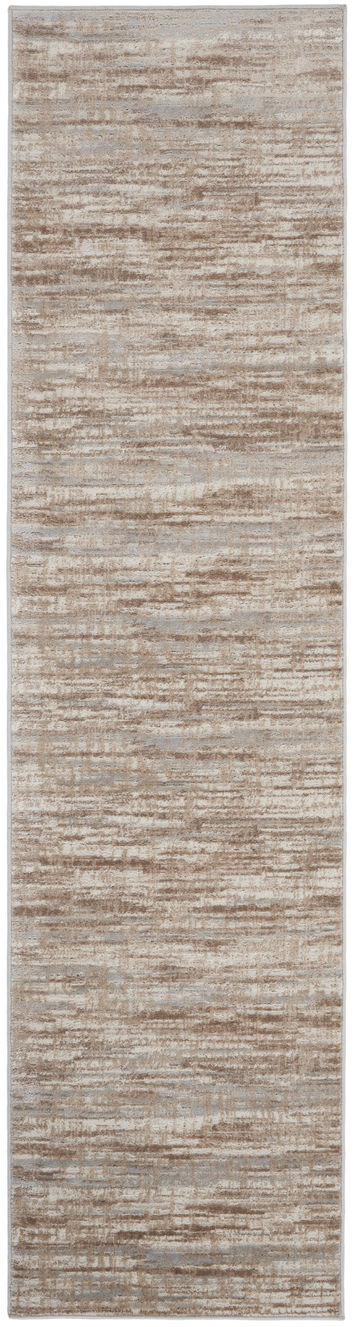 Homeroots 12' Brown Abstract Power Loom Runner Rug - Elegant Design To Enhance Your Home's Warmth & Style  Polypropylene 522068