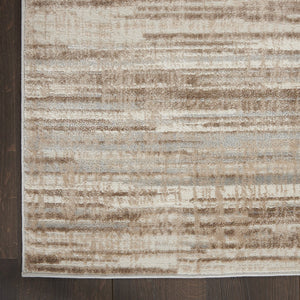 HomeRoots 20' Brown Abstract Runner Rug - Modern Power Loomed Design for Hallways, Entryways & High-Traffic Areas 522070