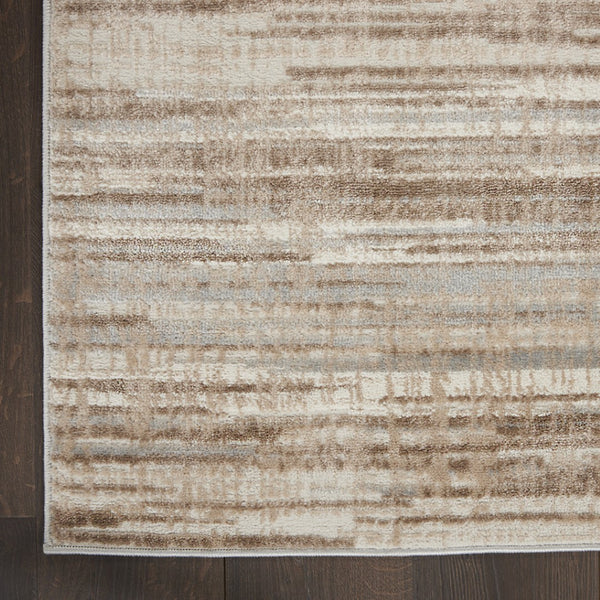 HomeRoots 20' Brown Abstract Runner Rug - Modern Power Loomed Design for Hallways, Entryways & High-Traffic Areas 522070