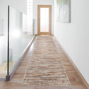 HomeRoots 20' Brown Abstract Runner Rug - Modern Power Loomed Design for Hallways, Entryways & High-Traffic Areas 522070