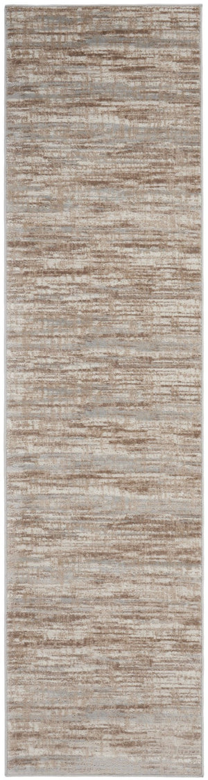 HomeRoots 20' Brown Abstract Runner Rug - Modern Power Loomed Design for Hallways, Entryways & High-Traffic Areas 522070