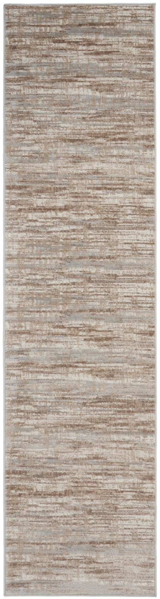 HomeRoots 20' Brown Abstract Runner Rug - Modern Power Loomed Design for Hallways, Entryways & High-Traffic Areas 522070