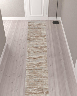 HomeRoots 20' Brown Abstract Runner Rug - Modern Power Loomed Design for Hallways, Entryways & High-Traffic Areas 522070