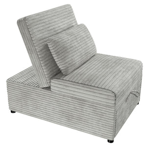 English Elm Contemporary Cozy Convertible Sleeper Sofa Chair with Tufted Corduroy Seat, Pull-Out Bed & Pillow Included Natural Ash 32 L x 16.5 W x 44 H B011P281839