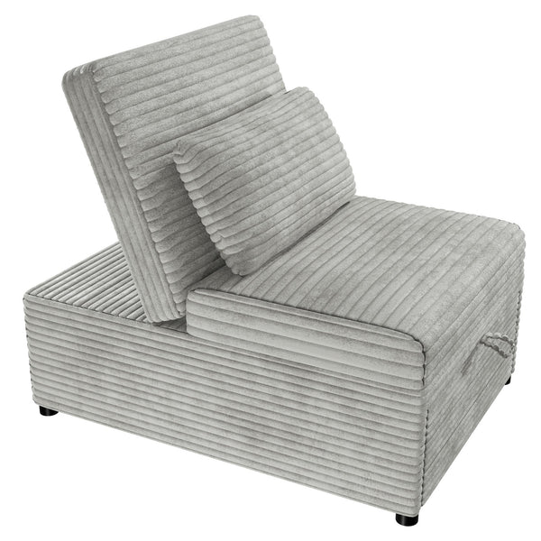 English Elm Contemporary Cozy Convertible Sleeper Sofa Chair with Tufted Corduroy Seat, Pull-Out Bed & Pillow Included Natural Ash 32 L x 16.5 W x 44 H B011P281839