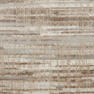 Homeroots 14' Runner Brown And Ivory Abstract Power Loom Runner Rug  Polypropylene,Polyester 522073