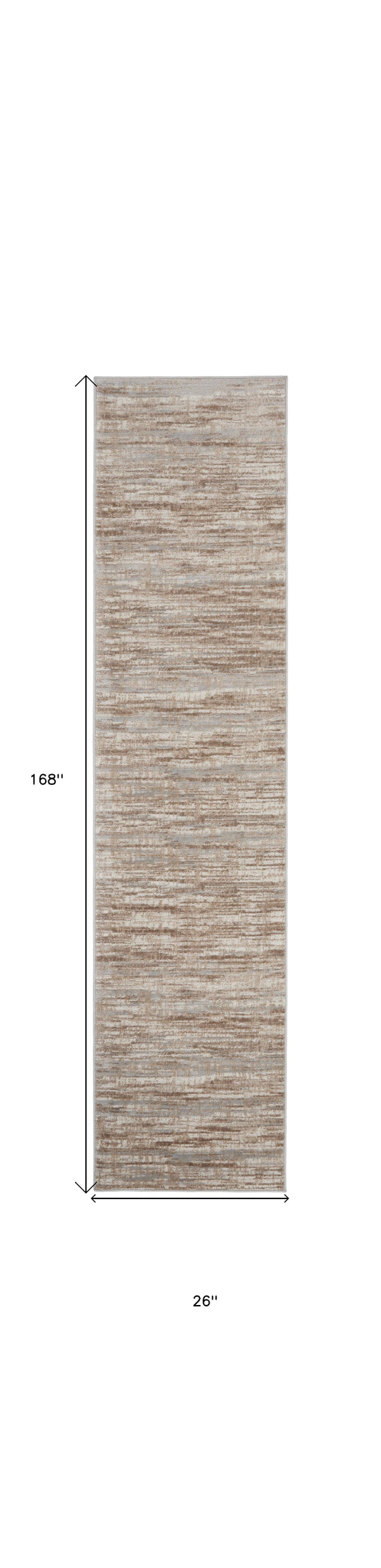 Homeroots 14' Runner Brown And Ivory Abstract Power Loom Runner Rug  Polypropylene,Polyester 522073