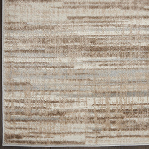 Homeroots 14' Runner Brown And Ivory Abstract Power Loom Runner Rug  Polypropylene,Polyester 522073
