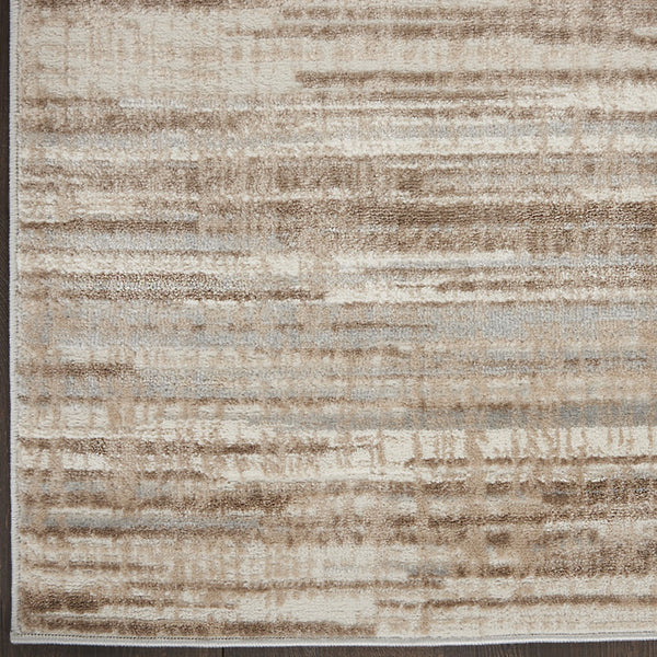 Homeroots 14' Runner Brown And Ivory Abstract Power Loom Runner Rug  Polypropylene,Polyester 522073