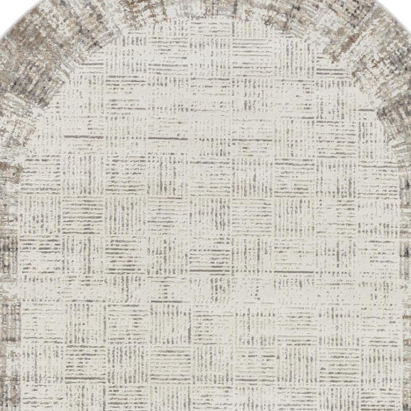 HomeRoots 5' Contemporary Gray Abstract Area Rug for Stylish Living Spaces, Soft Underfoot & Easy Care 5' X 8' Oval 522075