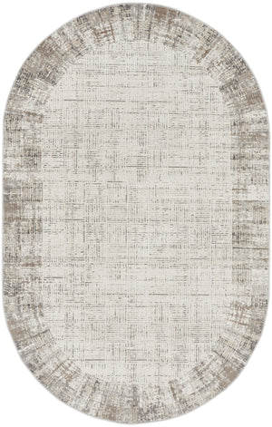 HomeRoots 5' Contemporary Gray Abstract Area Rug for Stylish Living Spaces, Soft Underfoot & Easy Care 5' X 8' Oval 522075