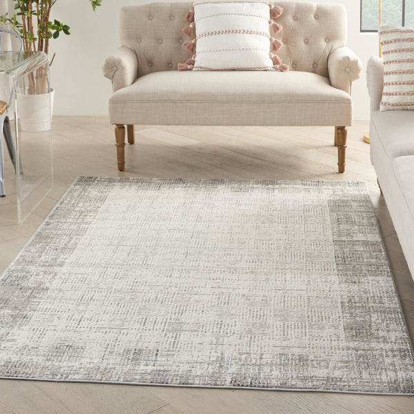 HomeRoots 5' Contemporary Gray Abstract Area Rug for Stylish Living Spaces, Soft Underfoot & Easy Care 6' X 9' Rectangle 522077