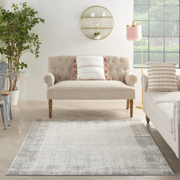 HomeRoots 5' Contemporary Gray Abstract Area Rug for Stylish Living Spaces, Soft Underfoot & Easy Care 6' X 9' Rectangle 522077
