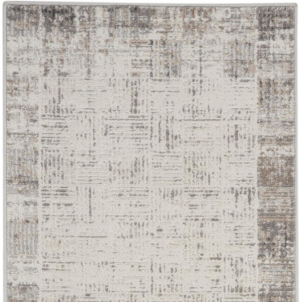 HomeRoots 20' Gray Abstract Power Loomed Runner Rug - Contemporary Style for Hallways, Entryways & More! 522078
